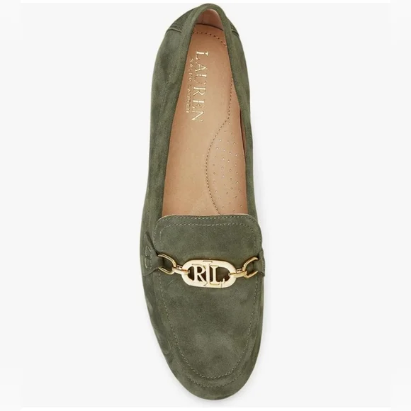 Lauren Ralph Lauren Averi Nappa Leather Loafer in Classic Olive Size 6B New - Picture 3 of 10
